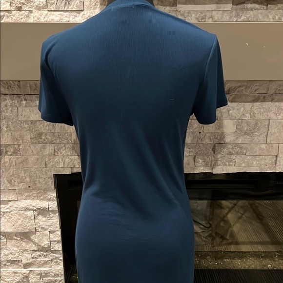 Bordeaux Blue Midi Dress with Side Button design and slit, size Medium - Picture 8 of 11